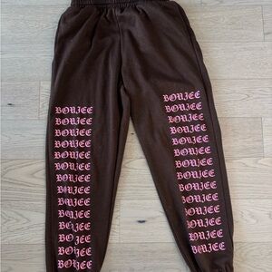 Fashion Nova Brown Women’s Joggers with Pink Graphic
